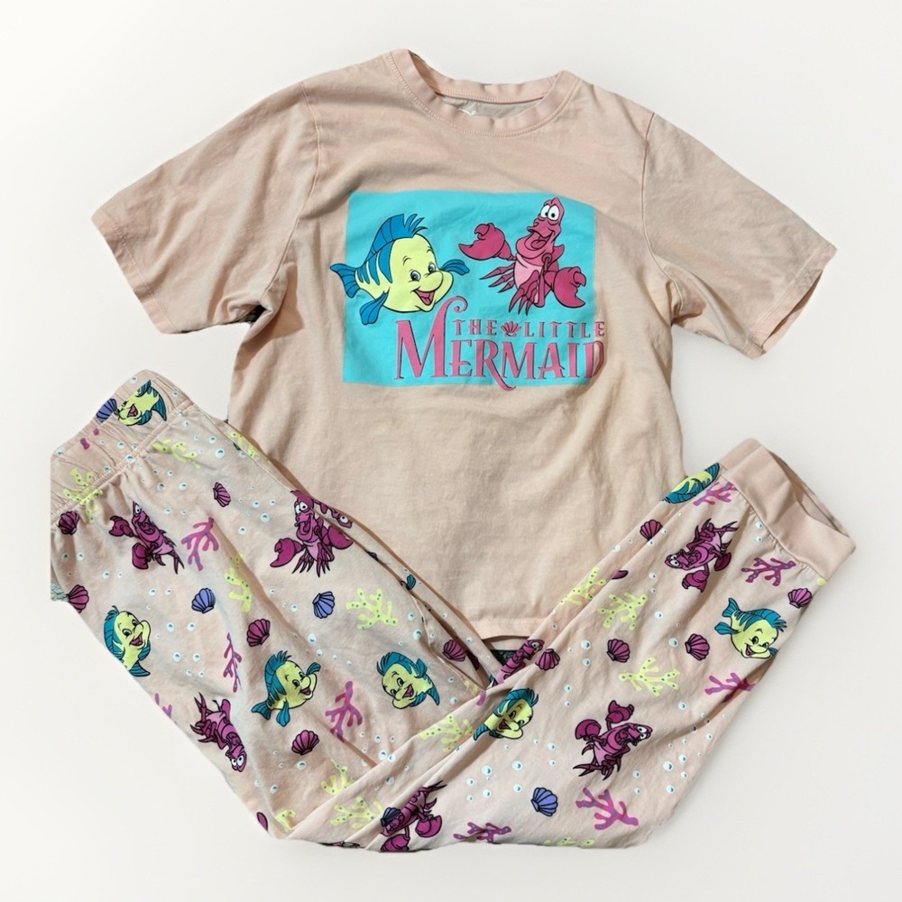 Disney The Little Mermaid Pajama Set Women's 2-Piece Sebastian Pink  Womens‎ XS